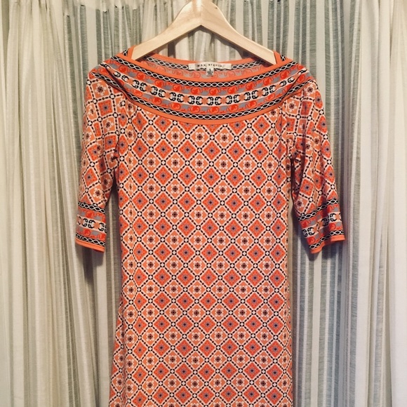Max Studio coral patterned boatneck dress - Picture 1 of 5